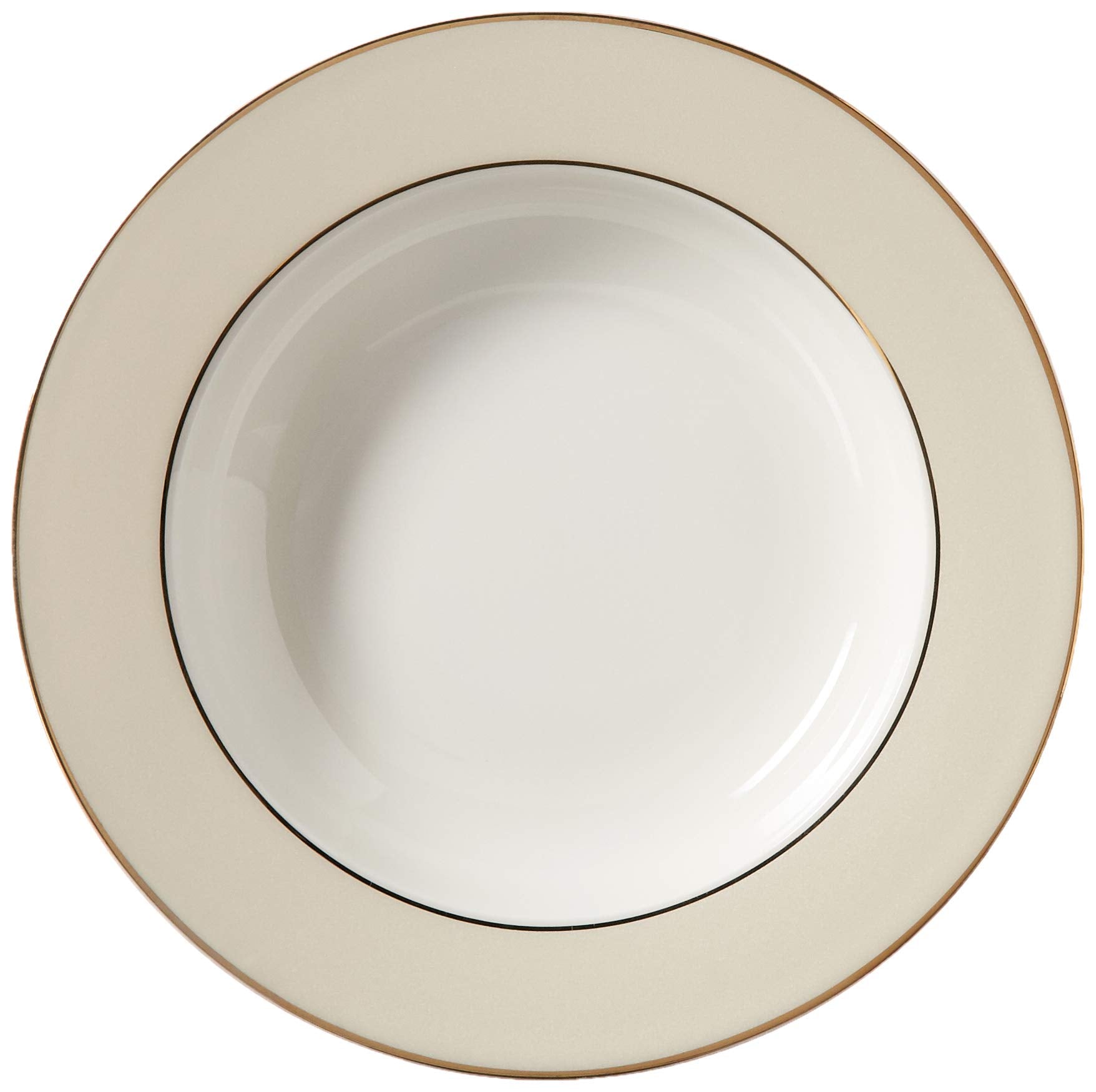 Lorren Home Trends La Luna Bone China 57-Piece Beige Border with 24K Gold Trim Dinnerware Set, Service for 8