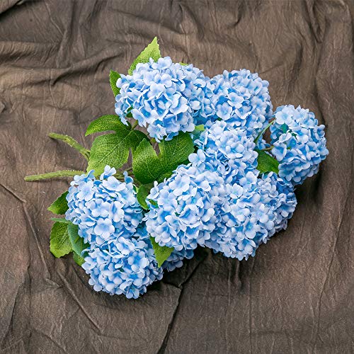 GREENTIME 13” Artificial Hydrangea Flowers Faux Hydrangea Bouquet with 7 Head 3.15” Tiny Hydrangea for Wedding Bouquet Party Home Decor DIY Baby Shower Centerpieces Tables Decoration(Burgundy)