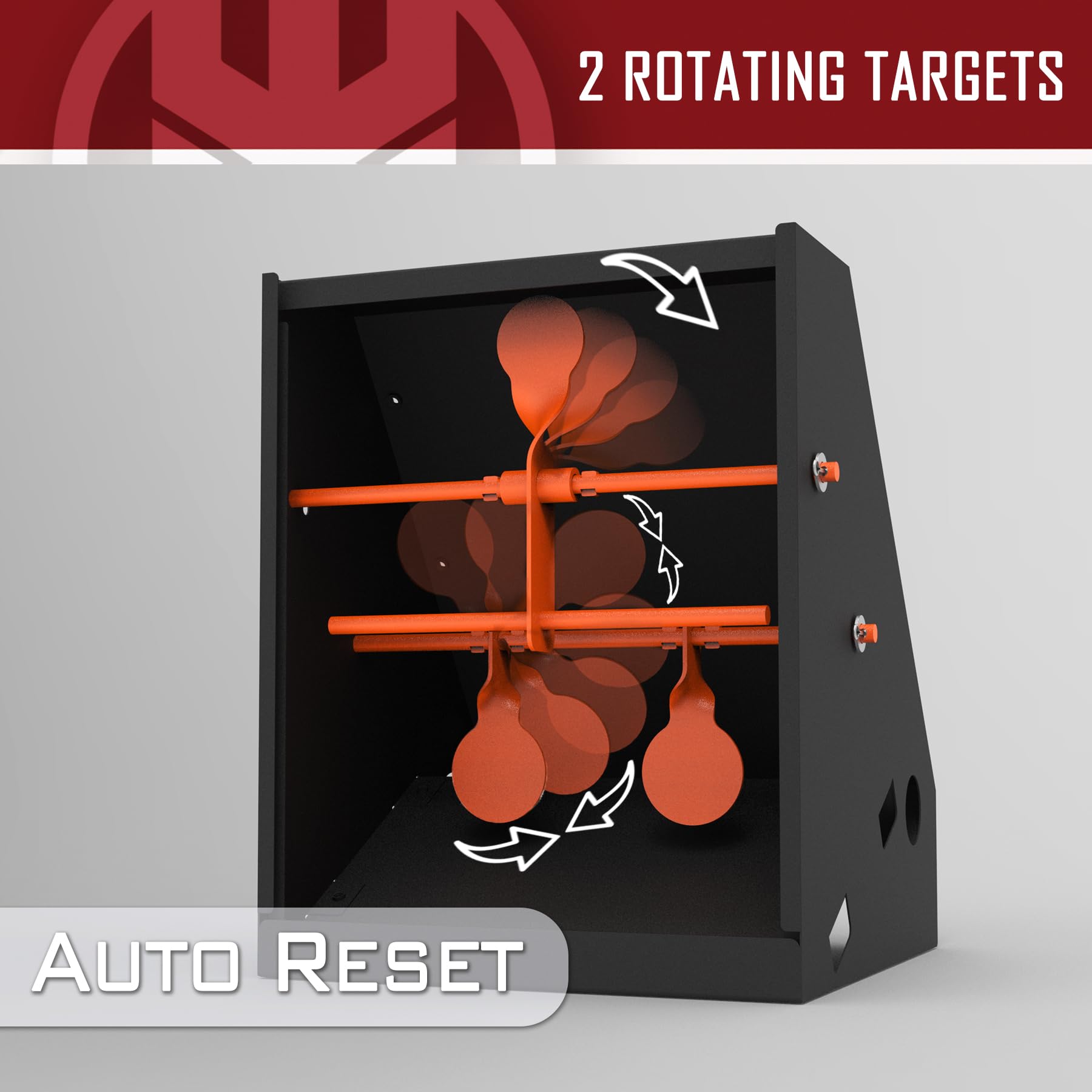 KNINE OUTDOORS Pellet Trap with 20pcs 7''x9'' Splatter Bullseye Paper Targets and Spinning Shooting Targets for .177 Caliber, Air Gun Airsoft BB Gun Rifle