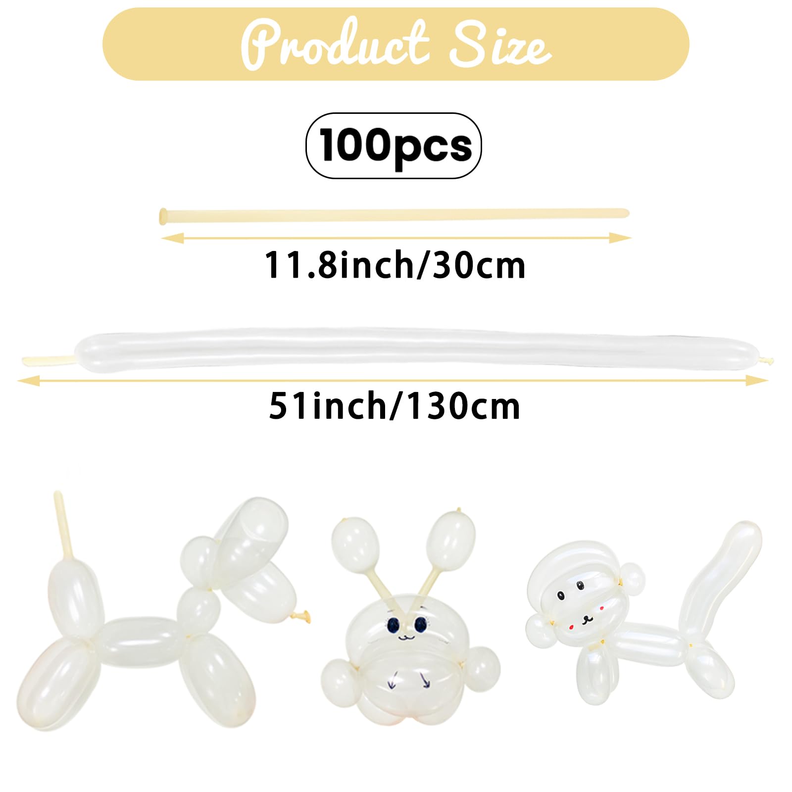 HYKJNBW 100Pcs Clear 260 Balloons, Long Balloon for Tying Balloon Arch, Long Skinny Clear Balloons for Twisting Ballons Animal balloons Birthday Party Wedding Festival Decorations
