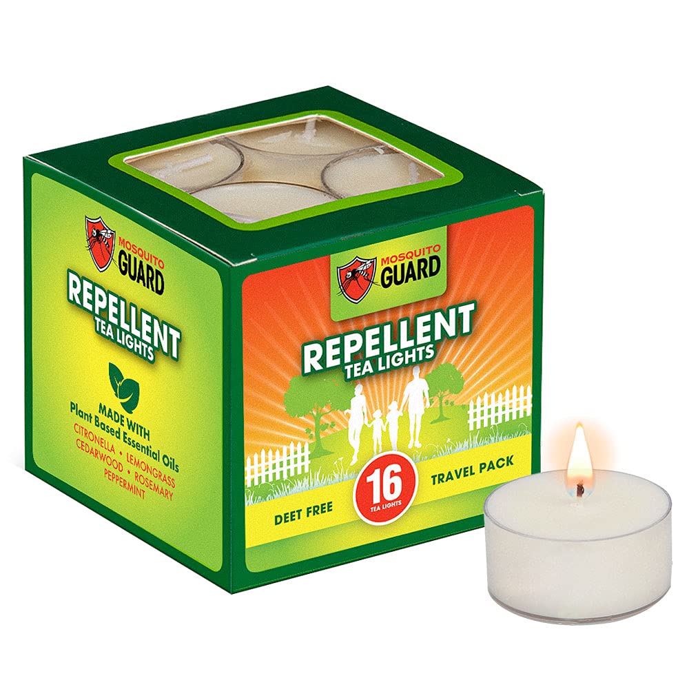 Mosquito Guard 16 Tealight Citronella Candles Outdoor Mosquito Repellent Indoors - DEET Free Mosquito Candles for Outside - Natural Mosquito Repellent Outdoor Patio Candle - Yard Bug Repellent Candle