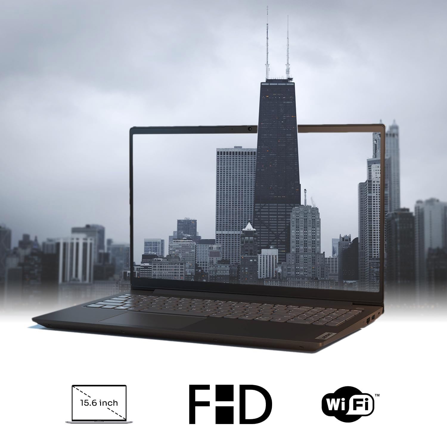 Lenovo V-Series V15 Business Laptop, 15.6" FHD Display, AMD Ryzen 7 7730U, 16GB RAM, 512GB SSD, Numeric Keypad, HDMI, RJ45, Webcam, Wi-Fi, Windows 11 Pro, Black