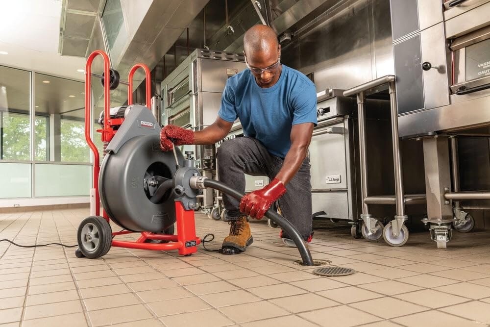 Ridgid 47047 K-750 Drum Machine with C-24 5/8 Inch x 100 Foot Drain Cleaning Cable and AUTOFEED Control, Drain Cleaning Machine
