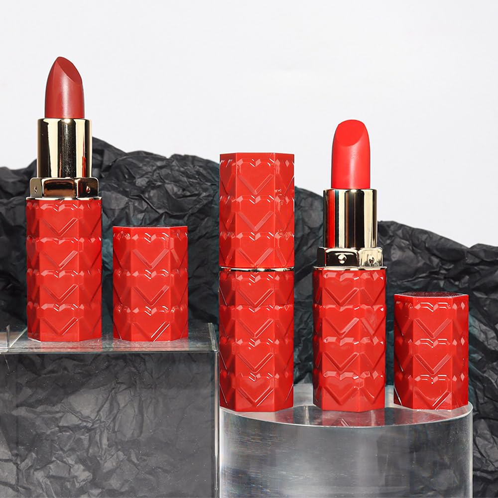 evpct 3Pcs Dark Deep Light Bright Ruby Red Matte Lipstick Set for Women Red Matte Silky Velvet Listick Waterproof Long Lasting Smudge Proof 24 hour Lip Stain Makeup matte lipstick 24 hours original 5