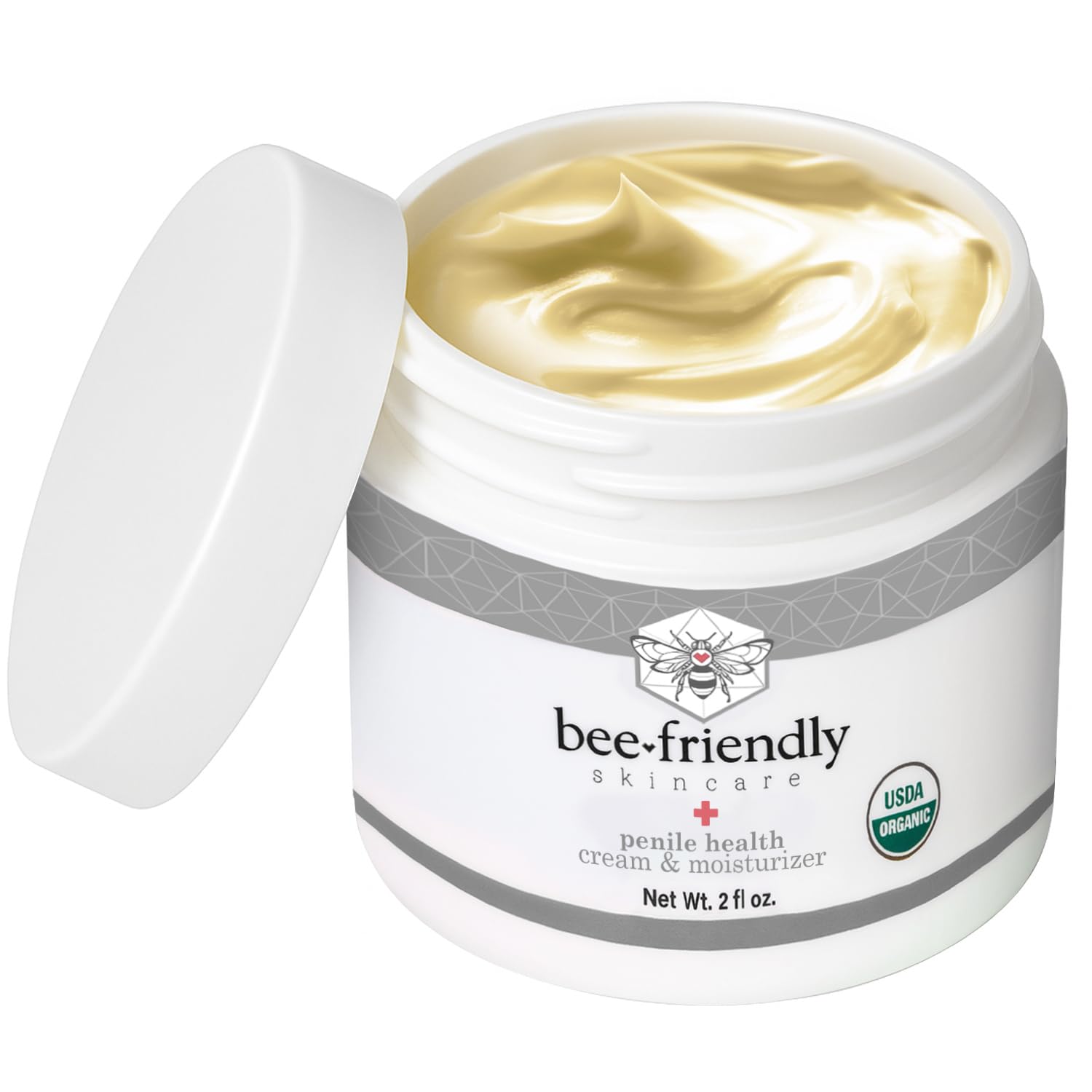 BeeFriendly Organic Penile Health Creme, USDA Certified Cream, Natural Moisturizer Aids With Dry, Chafed, Itchy, Irritated & Sensitive Male Intimate Area Skin 2 oz