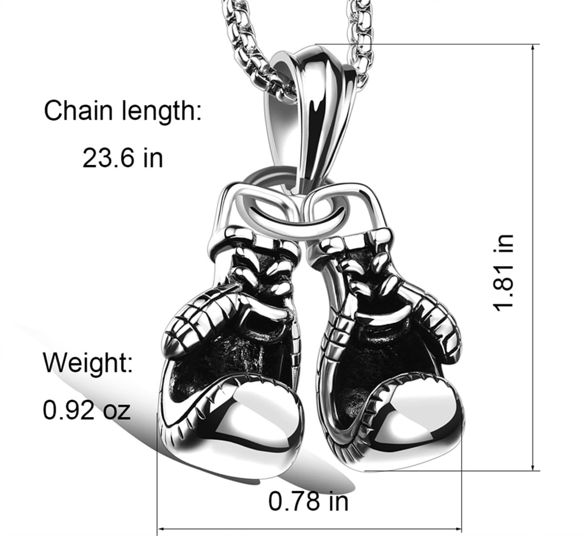 LXSSLY Silver Boxing Gloves Necklace,Punk Boxing Chain,Goth Boxing Glove Charm Pendant Necklace,Stainless Steel Necklace for Men Women Boys