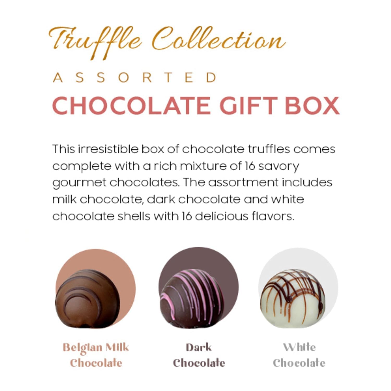 CRAVINGS BY ZOE Chocolate Truffle Gift Box | 16 Count | Assorted Gourmet Milk & Dark Chocolate Candy Food Gift Basket Christmas, Birthday, Get Well, Holiday, Thank You Men Women Mom Dad Family Him Her