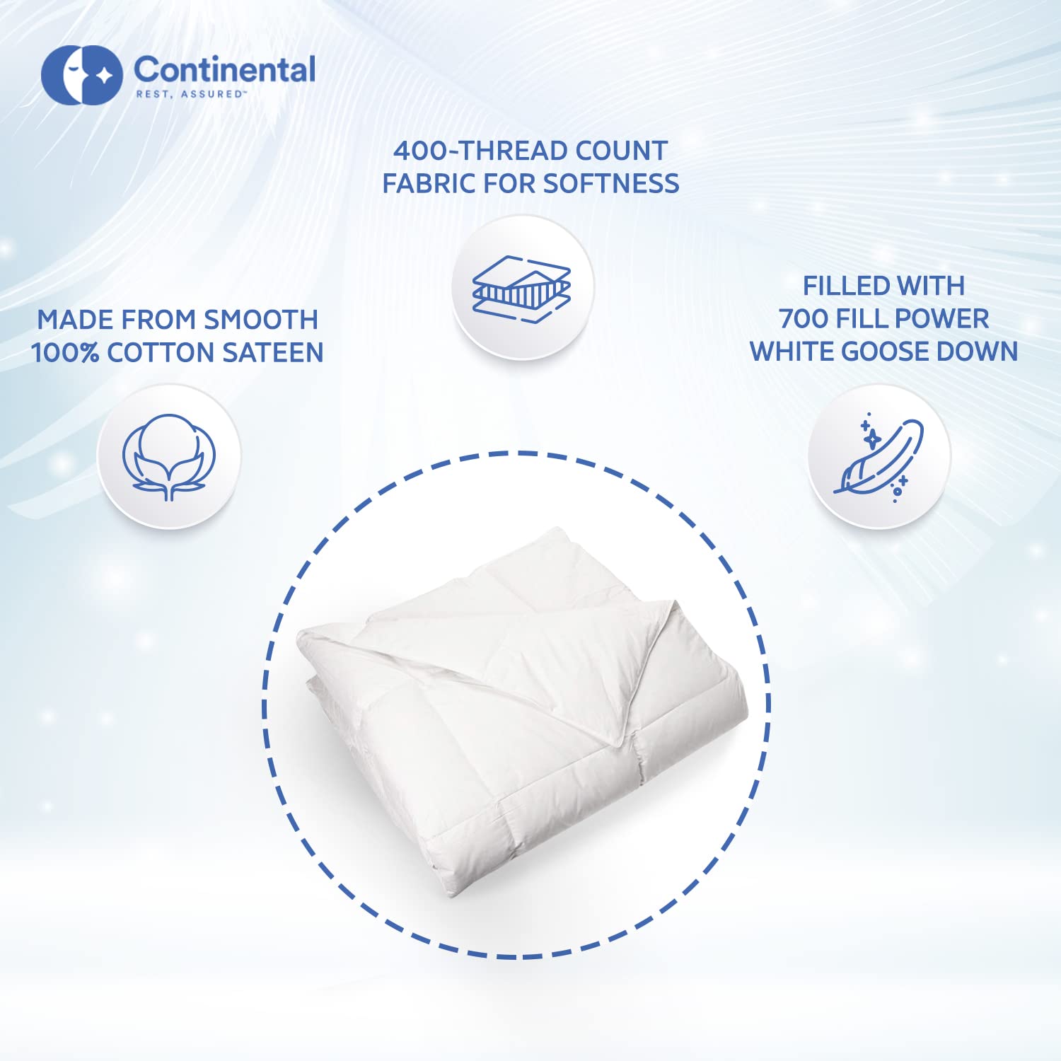 Serenity 700 Fill Power White Goose Down European Comforter - Fluffy, Lightweight Blanket Bedding - Made in The USA - Full Size 76 x 86 Inches(Summer Weight, Full)