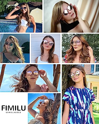 FIMILU Vintage Square Polarized Sunglasses for Women, Trendy UV400 Protection Fashion Shades for Driving, Traveling, Vacation
