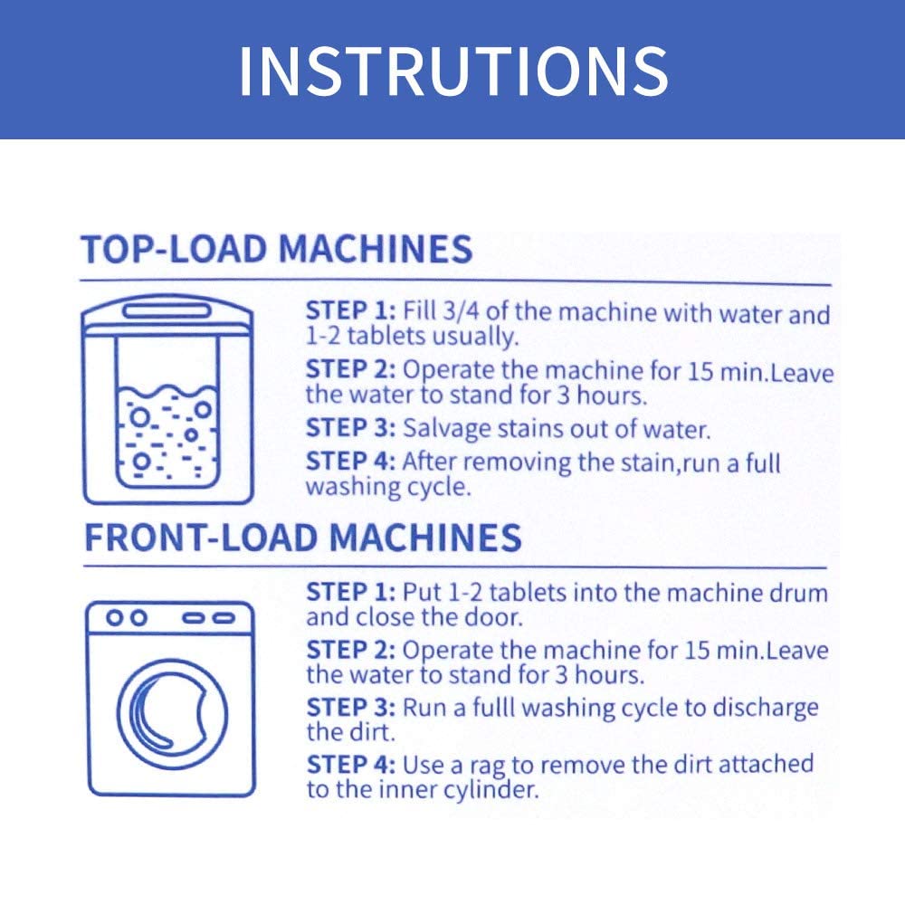 NATRUTH Washing Machine Cleaner Descaler 30 Pack Deep Cleaning Washer Cleaner Tablets For HE Front Loader & Top Load Washer