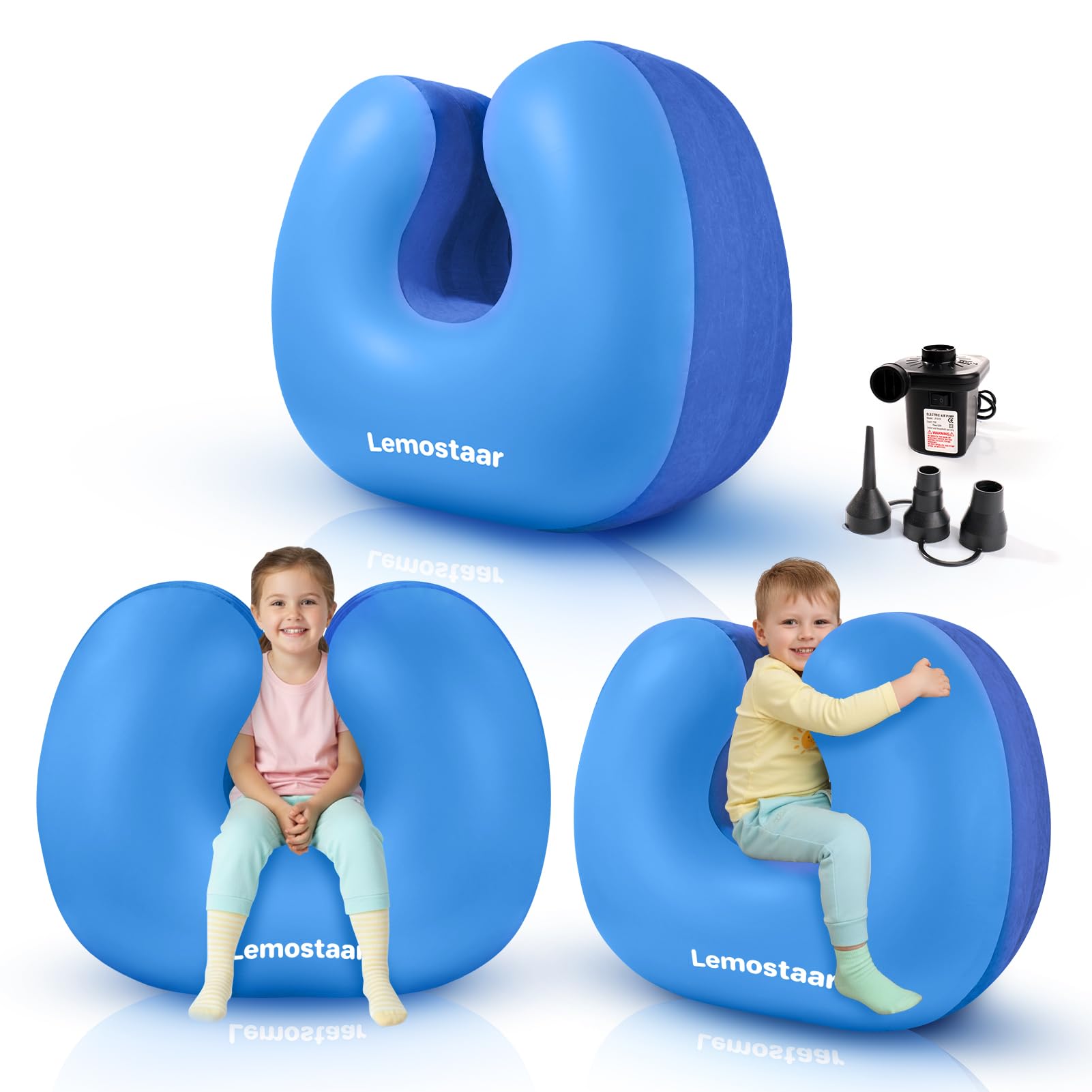 Inflatable Sensory Chair for Kids Toddlers, Soft Squeeze Seat for Kids with Autism & ADHD, Compression Rocking Chair for Sensory Room Must Have, Autism Sensory Products Includes Electric Air Pump