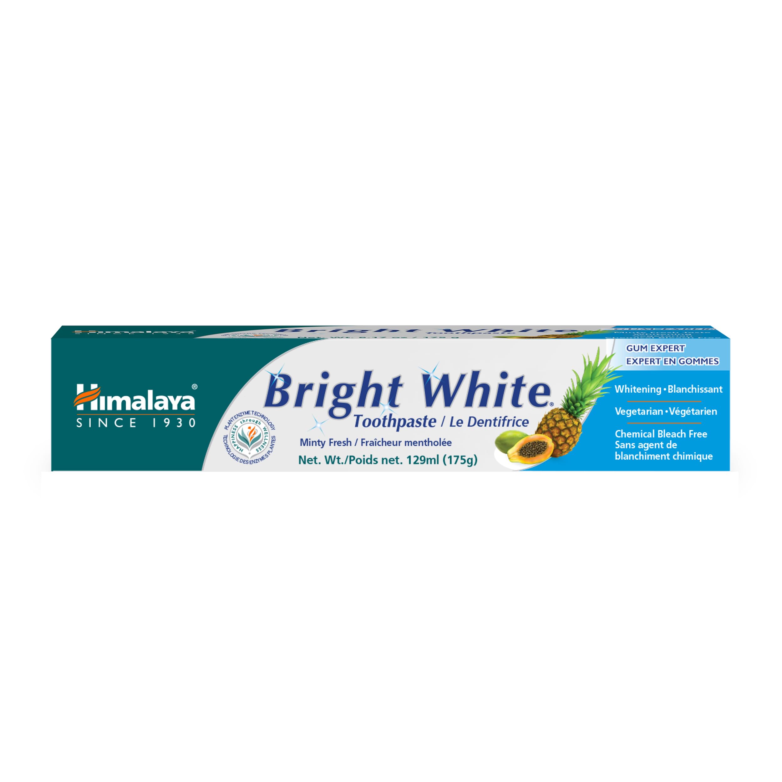 Himalaya Bright White Toothpaste, Fluoride Free to Reduce Plaque & Whiten Teeth, 6.17 oz, 2 Pack