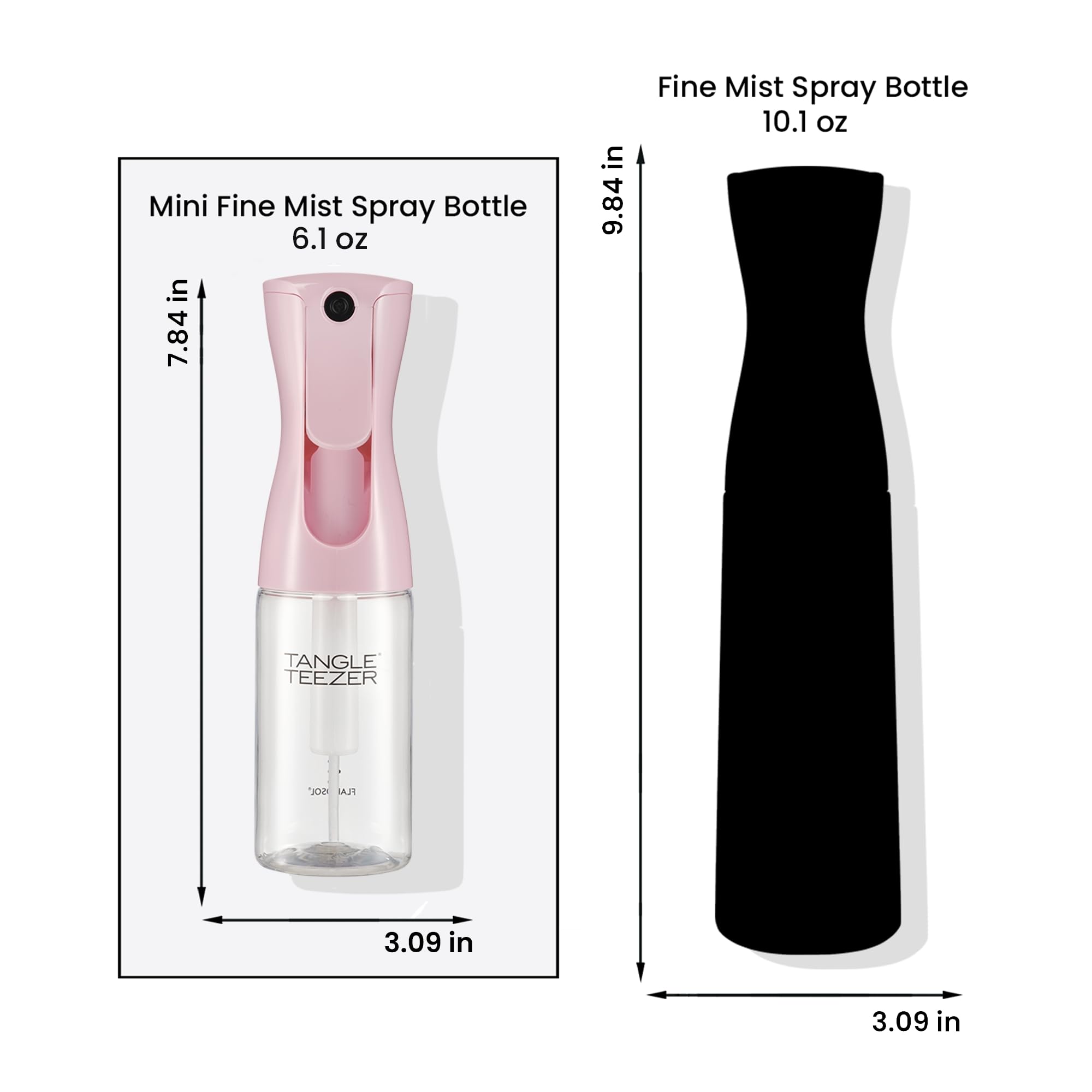 TANGLE TEEZER Travel-Size Fine Mist Continuous Spray Bottle, Reusable and Refillable, for Hair Detangling and Styling, 6.1 oz, Millennial Pink