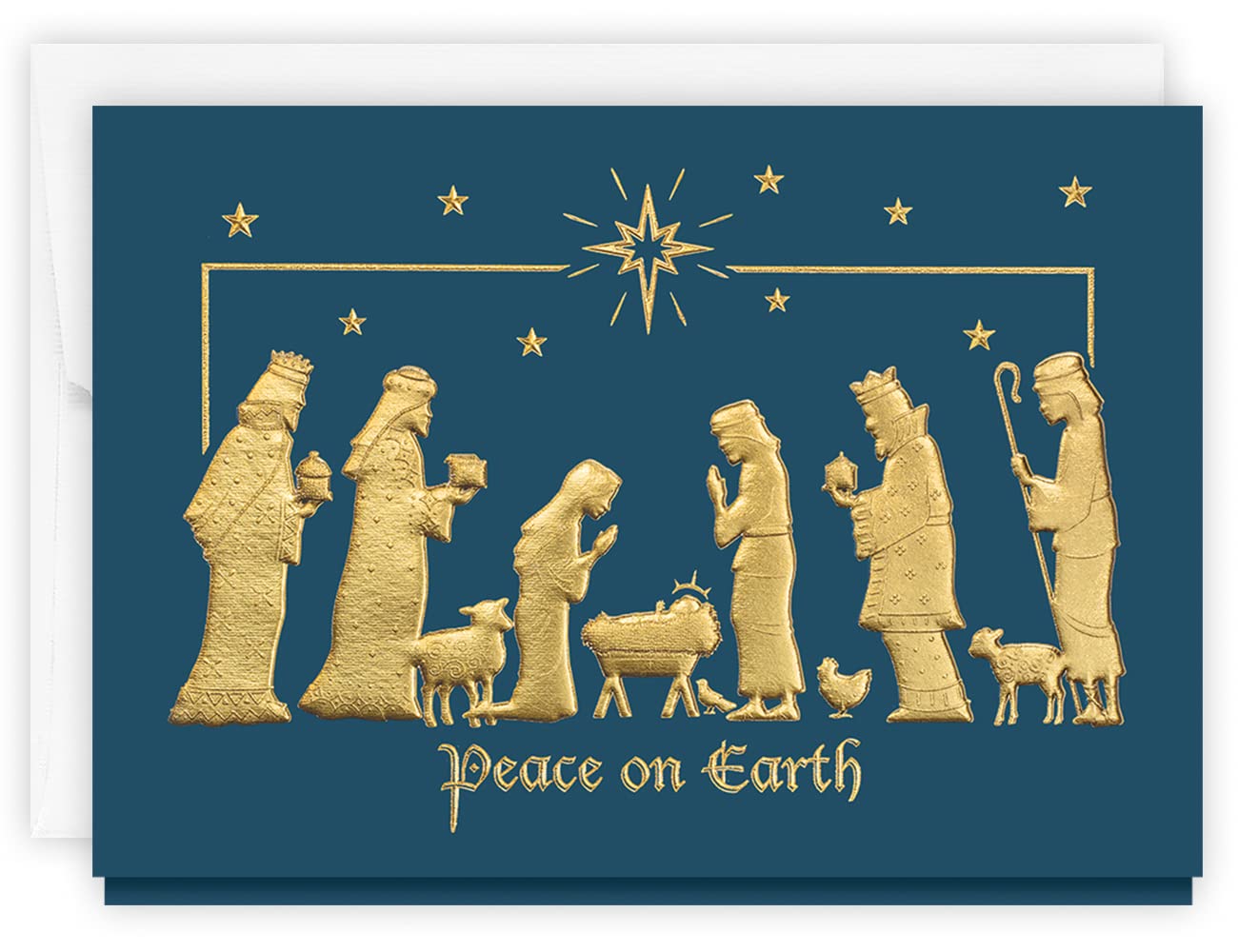 The Gallery Collection, 25 Count Card Pack, Religious Christmas Cards with Foil Lined Envelopes (Peaceful Visitors), For Business or Consumer