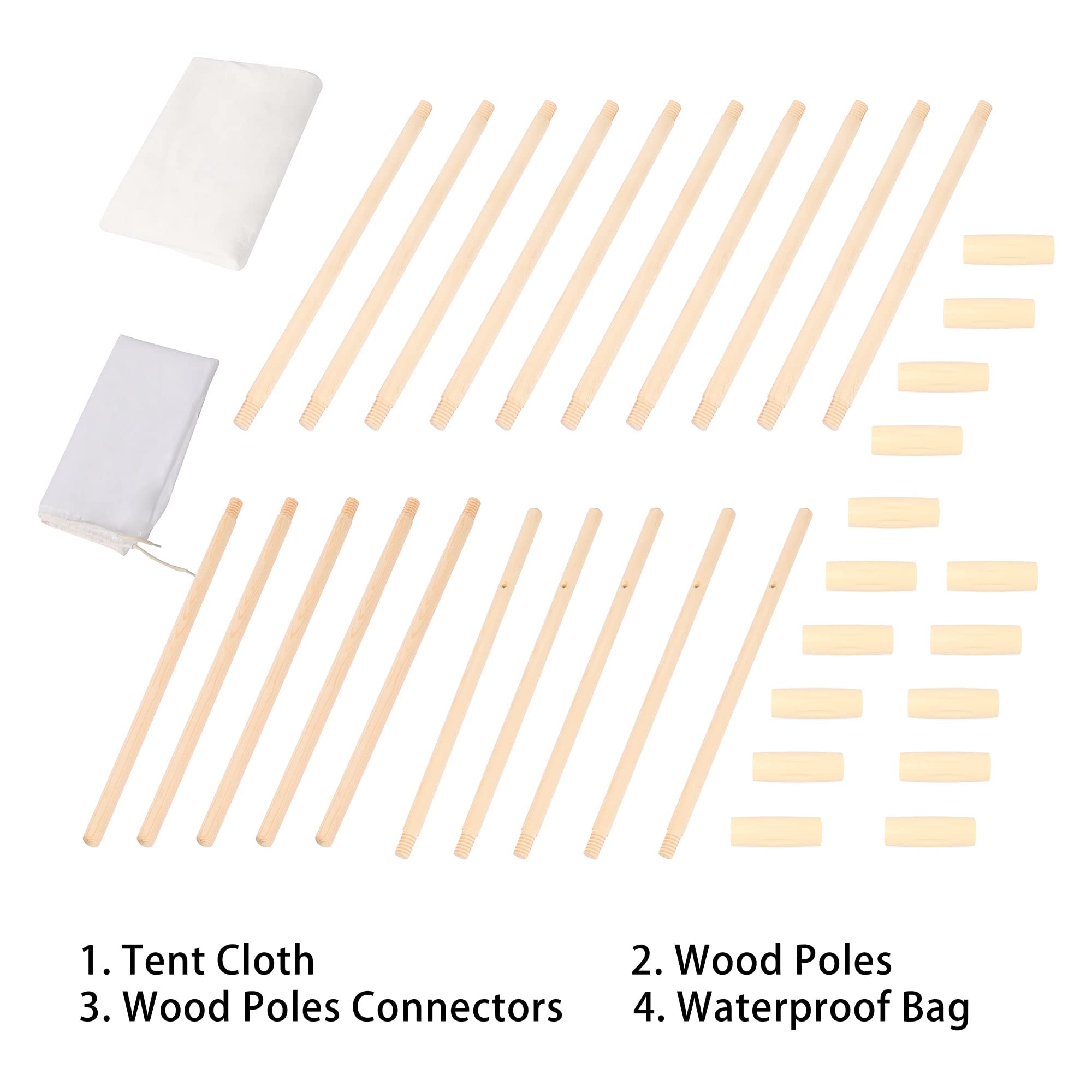 Betterhood 7' Large Teepee Tent for Adults, Play Tent with Carry Bag, 5 Sides Canvas Kids Teepee Tent Indoor & Outdoor Tents for Party, Wedding, Photo Prop, White