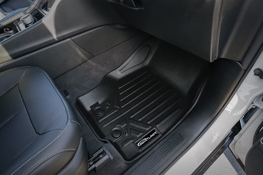 SMARTLINER All Weather Custom Fit Black 3 Row & Cargo Liner Behind The 3rd Row Floor Mat Liner Set Compatible with 2021-2023 Jeep Grand Cherokee L with 2nd Row Bucket Seats with Center Console