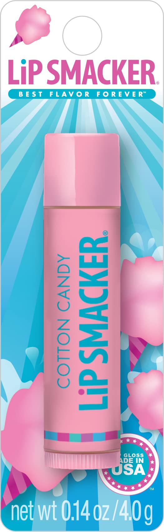 Lip Smacker Flavored Lip Balm, Flavored Moisturizing, Smoothing Soft Shine, Hydrating & Protecting Fun Tasty Flavors, Cruelty-Free & Vegan - Cotton Candy