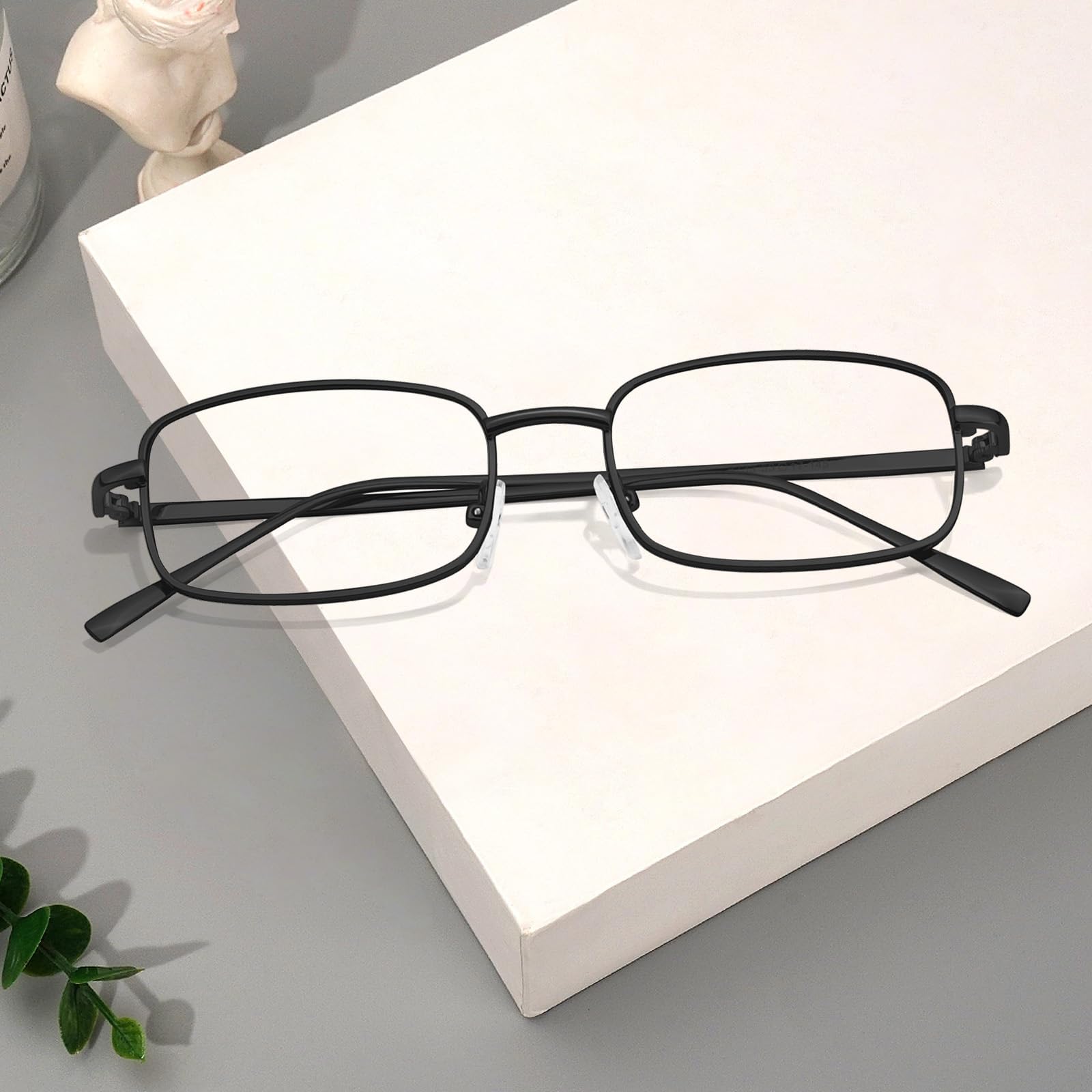 TJUTR Fashion Clear Glasses Non Prescription Fake Glasses for Women Blue Light Blocking Rectangle Metal Glasses Frame