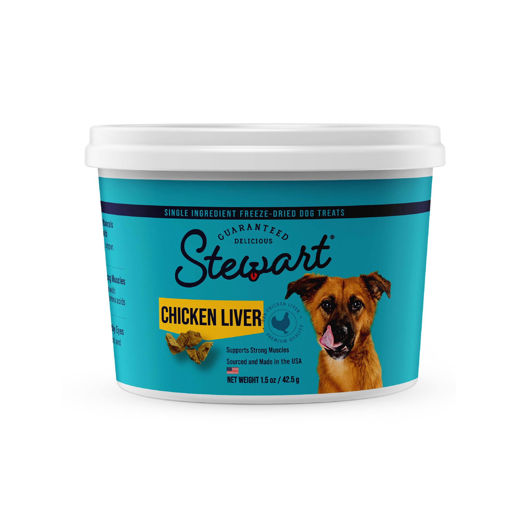 Stewart Freeze Dried Dog Treats, Chicken Breast, 3 oz, Grain Free & Gluten Free, Resealable Pouch, Single Ingredient, Training Treat in Beef Liver, Salmon, Chicken Liver & Chicken Breast 4, 14, 21oz