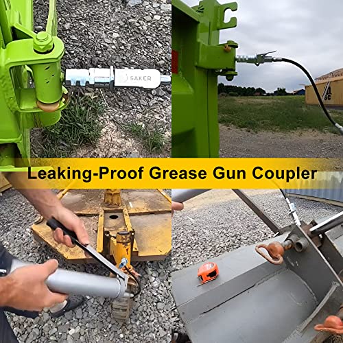 Saker Grease Gun Coupler-Upgrade to 14000 PSI,Duty Quick Release Grease Couplers,Compatible with All Grease Guns 1/8" NPT Fittings (1 PC)