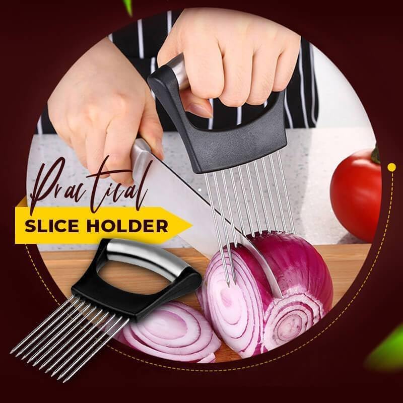 2024 New Food Slice Assistant,Stainless Steel Onion Holder Kitchen Gadgets,Easy Quick Slicer For Tomatoes Lemon Potato Meat Slicer For Home Use (1pc)