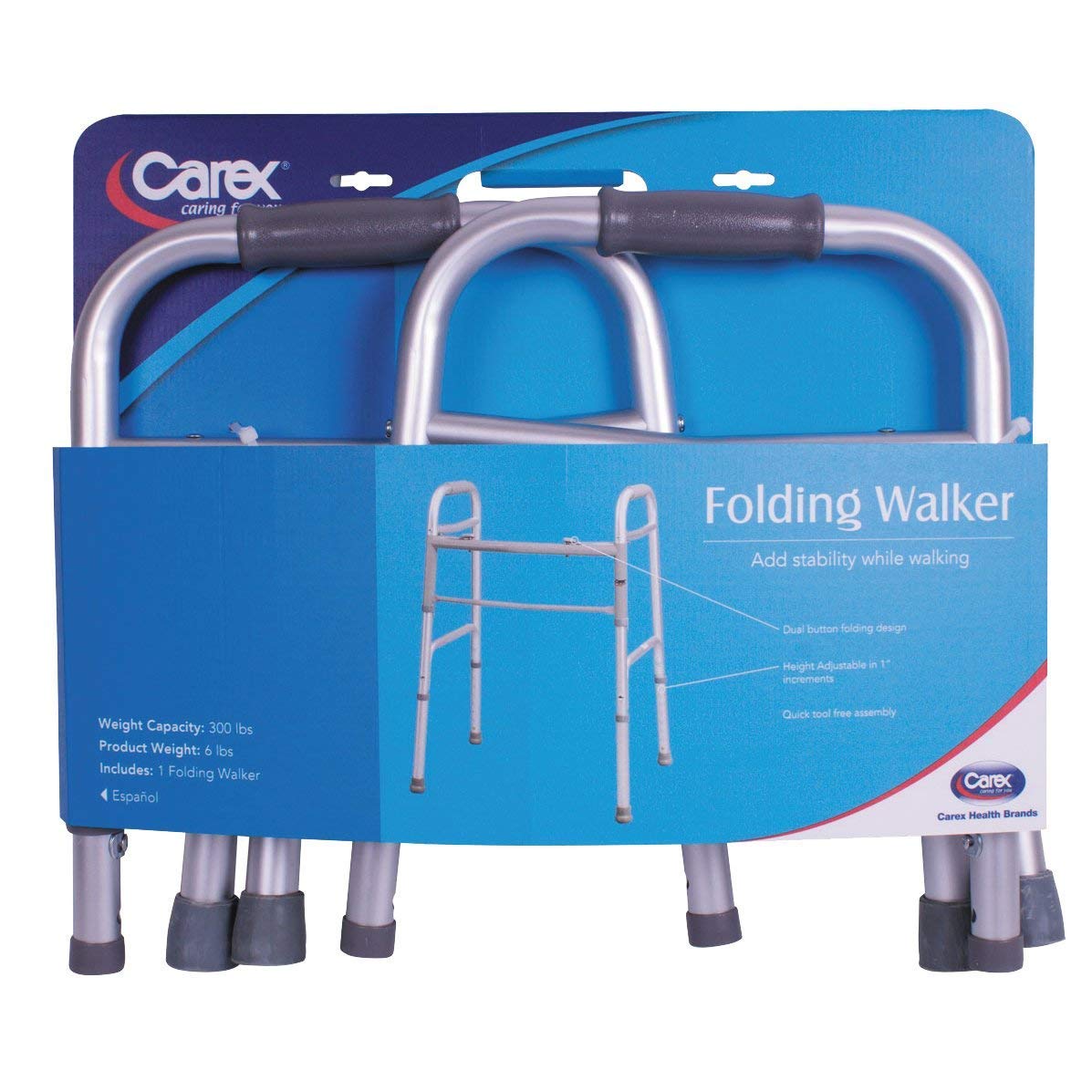 CAREX Folding Walker for Seniors, 30-37 Inches, 1 Count
