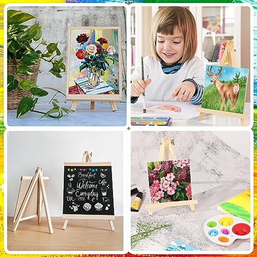 6 Pack 9 Inch Wood Easels, Easel Stand for Painting Canvases, Art, and Crafts., Tripod, Painting Party Easel, Kids Student Tabletop Easels for Painting, Portable Canvas Photo Picture Sign Holder