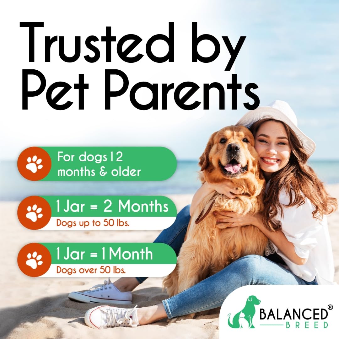 Balanced Breed All-in-1 Dog Multivitamin Chewable Made In USA Non-GMO Vet-Pharmacist Approved Glucosamine Dogs Multi Vitamins Omegas Supplement Dog Probiotics Dogs Digestive Health Senior Dog Vitamins