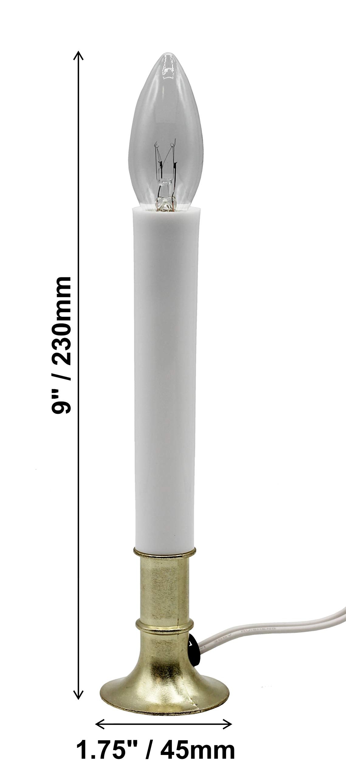 Creative Hobbies® Electric Window Candle Lamp with Brass Plated Base, On/Off Switch, Light Bulb, Ready to Use!