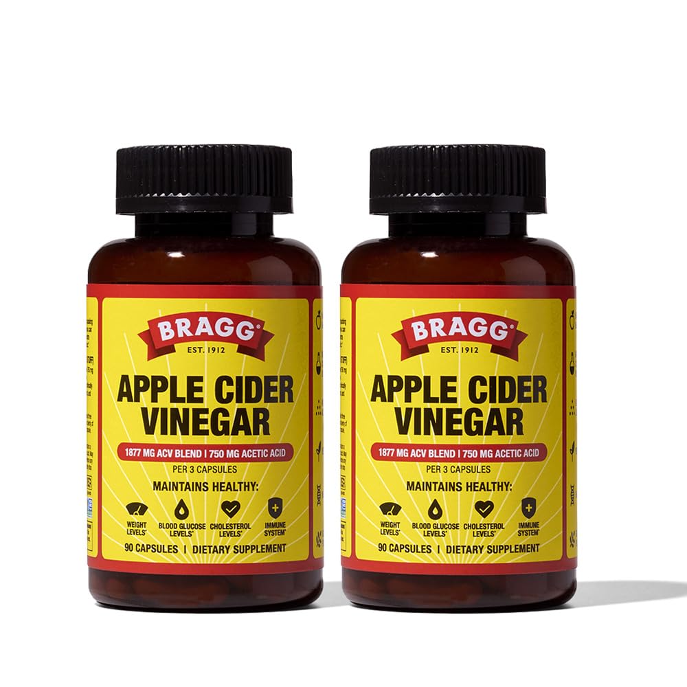 Bragg Apple Cider Vinegar Capsules with Vitamin D and Zinc - (2 Pack) 90 Capsules - Supports The Immune System