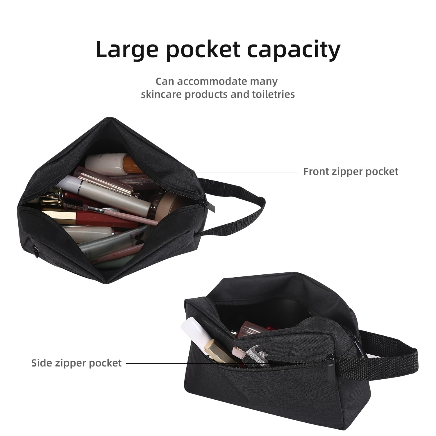 Icramsy Travel Toiletry bag Toiletry bag for women men Hanging toiletry bag Cosmetic bag Travel accessories for Women Men (Black)