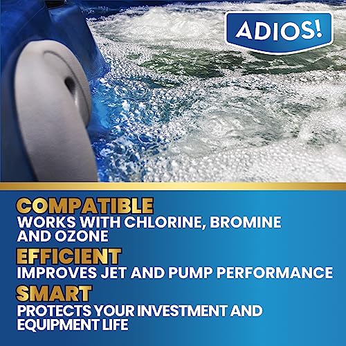 ADIOS! Hot Tub Hard Water Calcium Remover with Scale and Stain Clarifier, Soften Treat and Reduce Spa Deposits - 16oz (Pint)