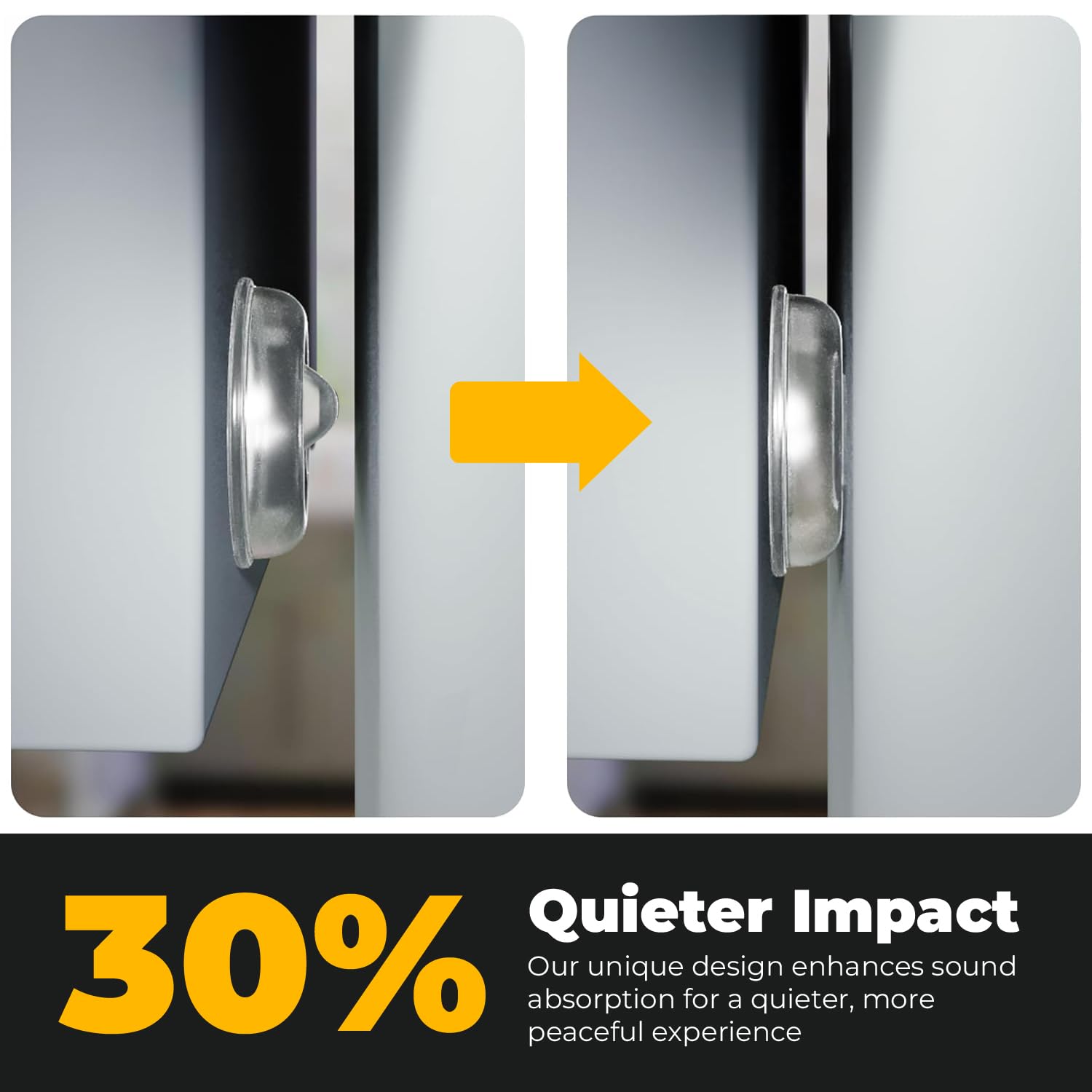 Vellax 64 Clear Silicone Bumper Pads & 128 Self Adhesive Cabinet Door Bumpers - Self-Adhesive Sound Dampening Stops with Jelly Button Shape Design for Cabinet Doors, Drawers, Cupboards, Glass Surfaces