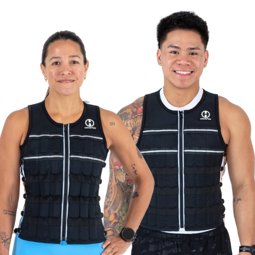 Hyperwear HyperVest ELITE Adjustable Weighted Vest for Women and Men — 20 lb Thin Steel Weights, Stretch CORDURA Fabric — Weight Vest for Walking, Running, Strength Training — Large Size, Jet Black