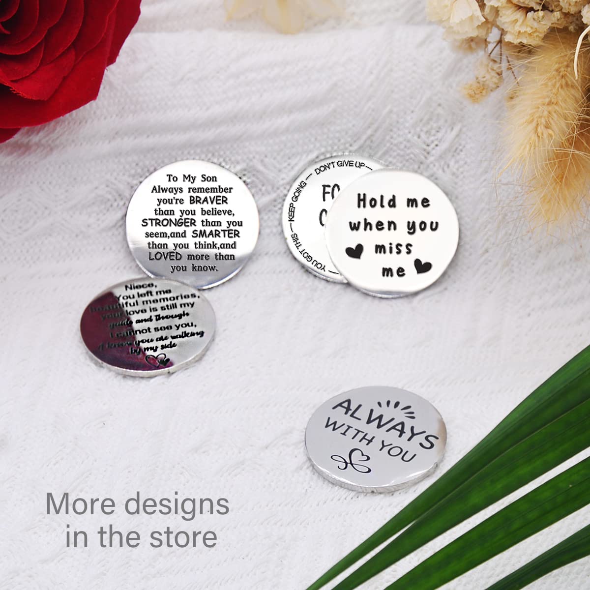 Inspirational Pocket Hug Token Gift, Long Distance Relationship Keepsake Stainless Steel Double Sided Pocket Hug Token Gift for Friends Boyfriend Girlfriend Daughter Son-Hold Me When You Miss Me