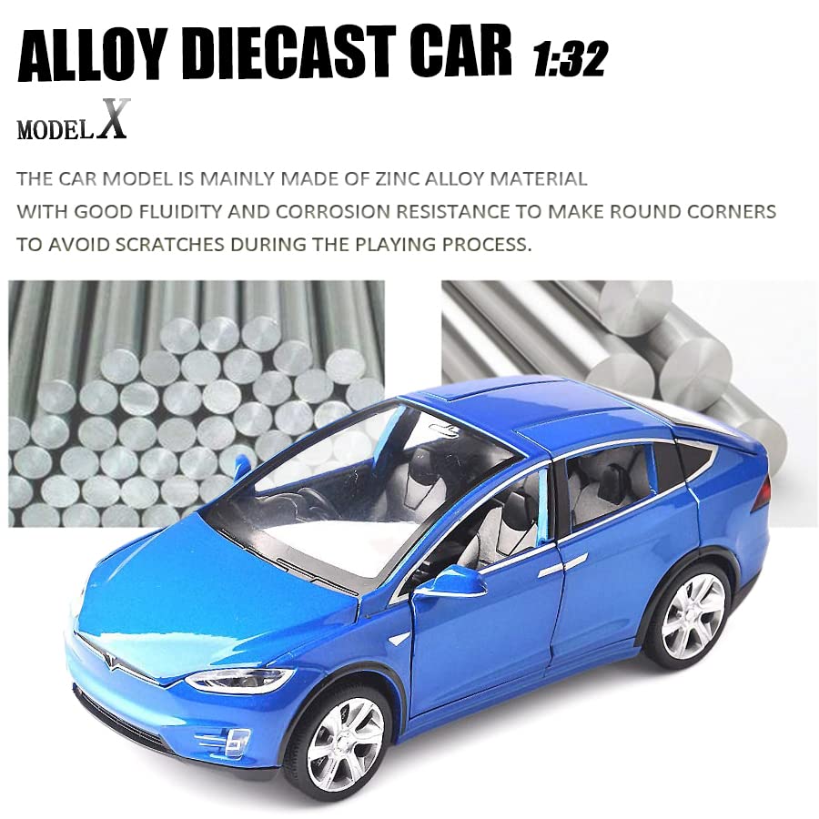 1:32 Scale Car Model X90 Tesla Alloy 1/32 Diecast Model Car w/Sound & Light Pull Back Model Mini Vehicles Toys for Kids Gift Tesla Lovers Collection