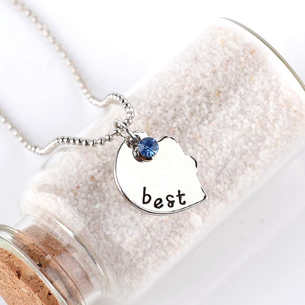 Best Friends Forever and Ever Necklace with Crystal Broken Heart Charm Pendant Set Friendship Necklace