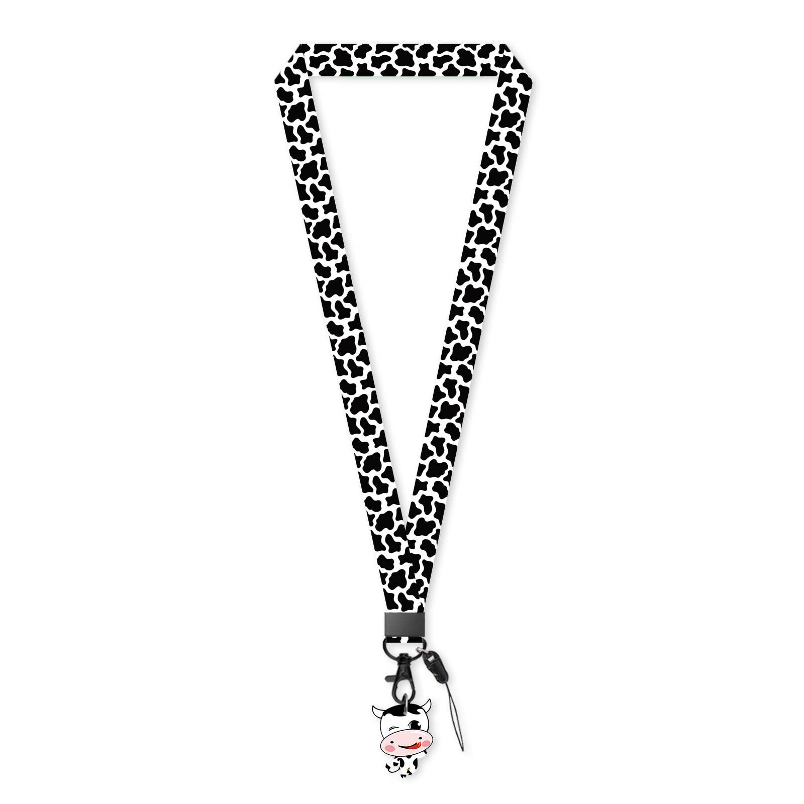 Cow Pattern Lanyard for ID Badges，Key Neck Strap， Kid Neck Lanyard for Keys，Cute Animal Keychain，Black and White Lanyard for Women Men Teachers Teens Girls Boys，Lanyard for Card Holder