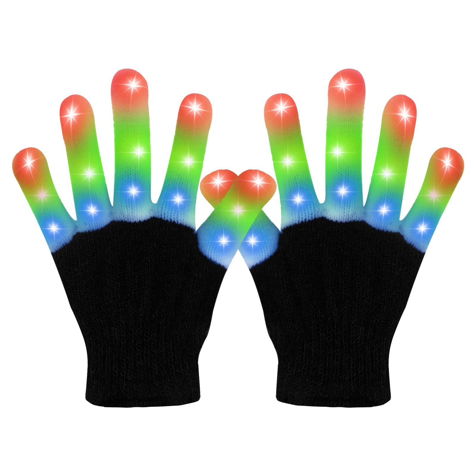 WEICHUANGXIN LED Gloves,Cool Toys Kids Christmas Gifts Light Up Gloves Finger Lights Flashing LED Gloves Colorful Flashing Gloves Kids Toys for Christmas Halloween Party Favors,Gifts(S)