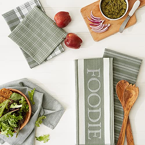 DII Everyday Collection Foodie Kitchen Set, Dishtowel & Dishcloth, Mineral, 5 Piece