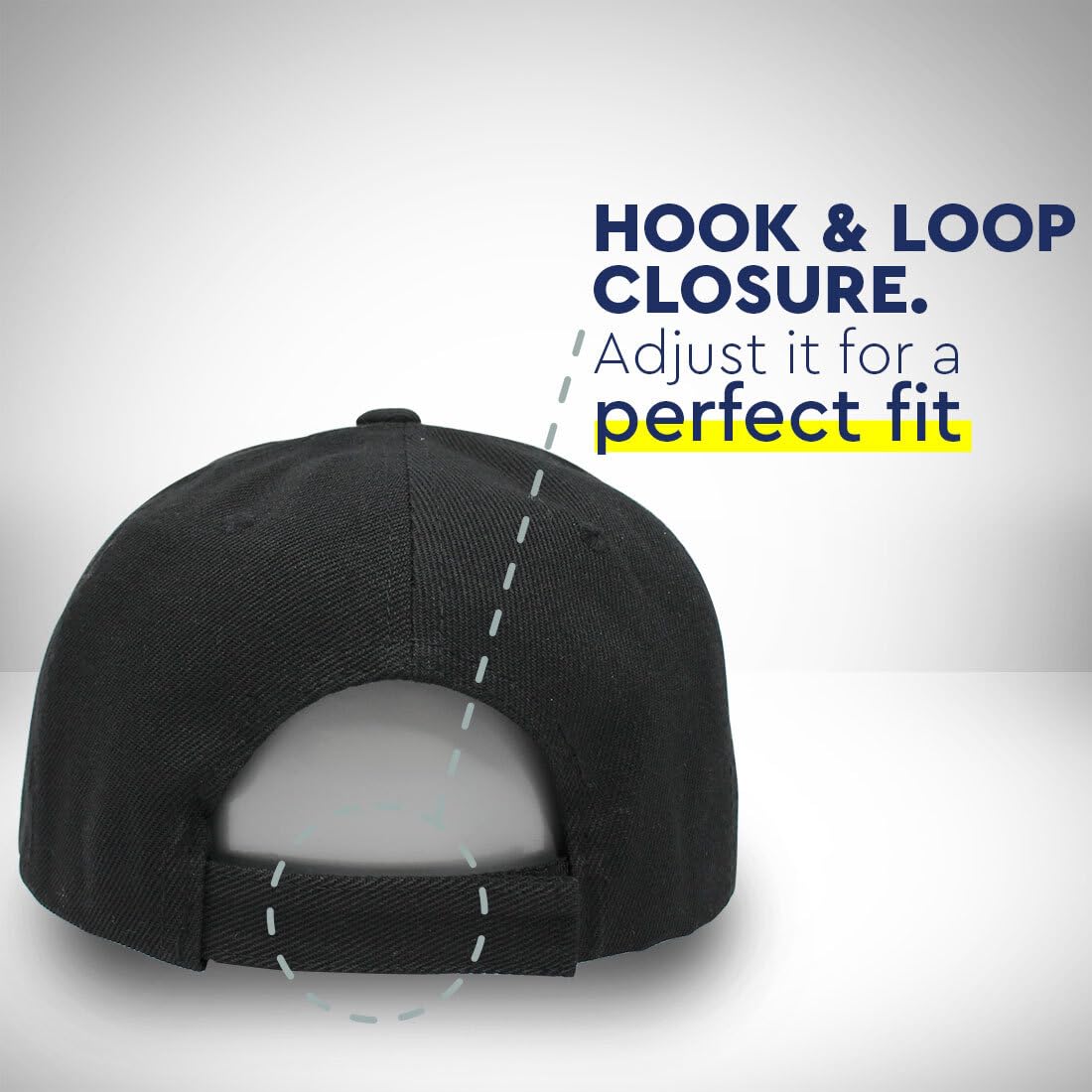 Baseball Cap Custom Personalized Text Acrylic Dad Hats for Men & Women Strap Closure Black