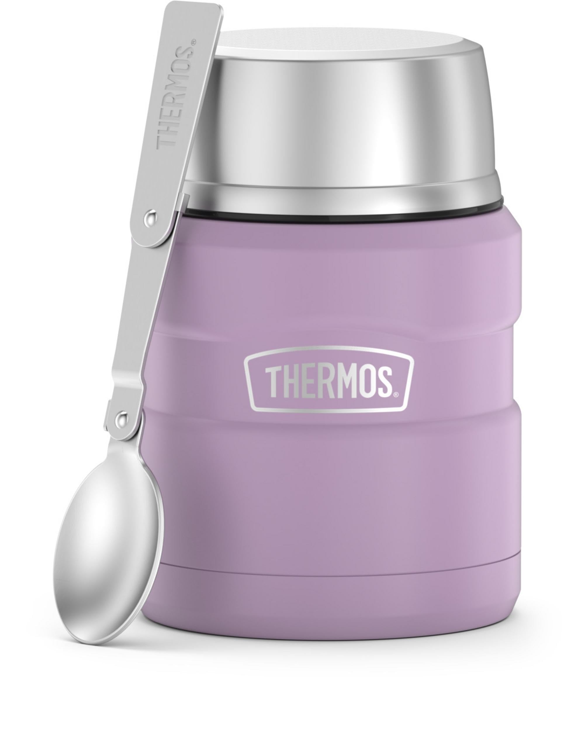 THERMOS Stainless King Vacuum-Insulated Food Jar with Spoon, 16 Ounce, Matte Lavender