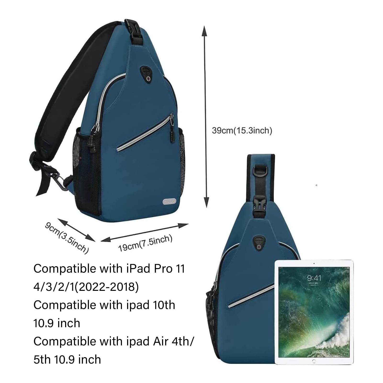 MOSISO Sling Backpack, Multipurpose Crossbody Shoulder Bag Travel Hiking Daypack, Deep Teal, Medium