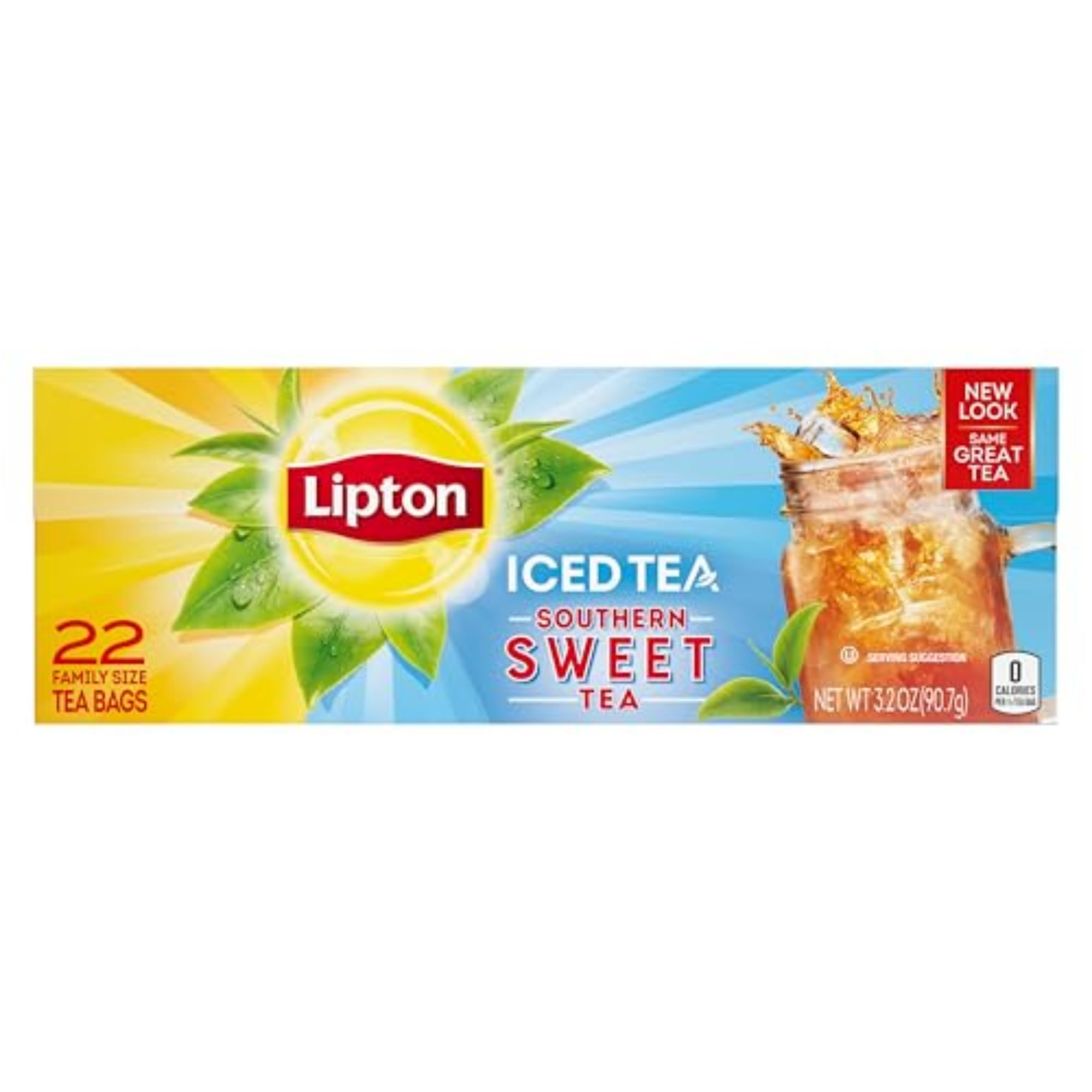 Lipton Southern Sweet Iced Tea Bags, Family Size Tea Bags, 132 Total Tea Bags (22ct - Pack of 6)