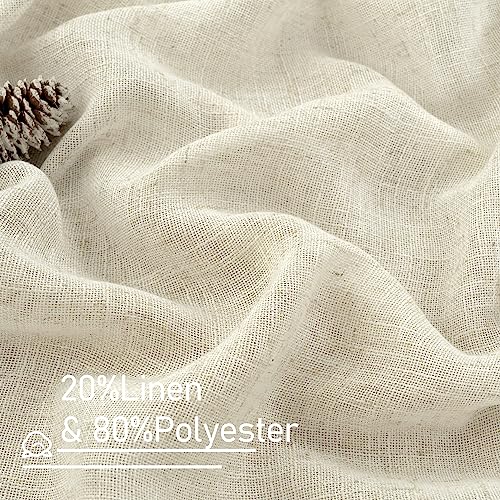 LAMIT Natural Linen Curtains for Bedroom, 84 Inch Faux Linen Textured Light Filtering Drapes Back Tab and Rod Pocket Window Panels for Living Room, Set of 2 Panels, 52 x 84 Inch, Light Grey