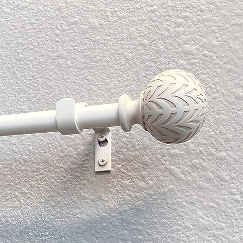 Hermosa 26-48 Inch Adjustable Curtain Rod Set, 5/8 Inch Diameter in Antique White