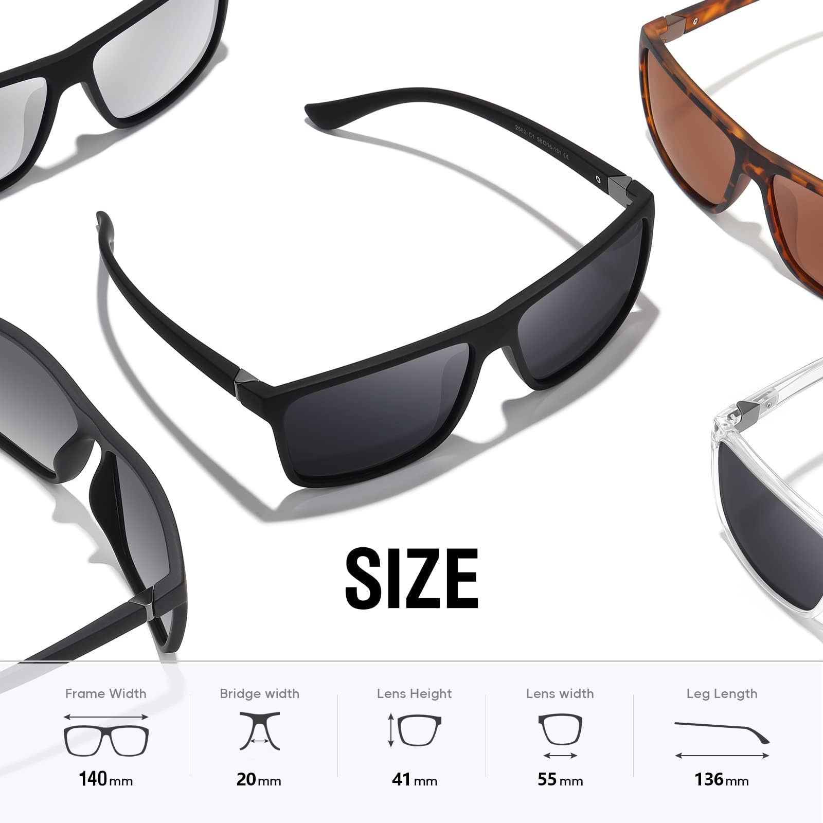 KWHZXGYY Sunglasses Men Polarized Sunglasses for Mens and Womens,Black Retro Sun Glasses Driving Fishing UV Protection