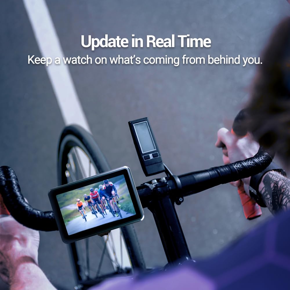 FEISIKE Handlebar Bike Mirror, Bicycle Rear View camera with 4.3'' HD Night Vision Function, 145° Wide Angle View, Adjustable Rotatable Bracket, Compatible with Bicycle, Mountain, Road Bike