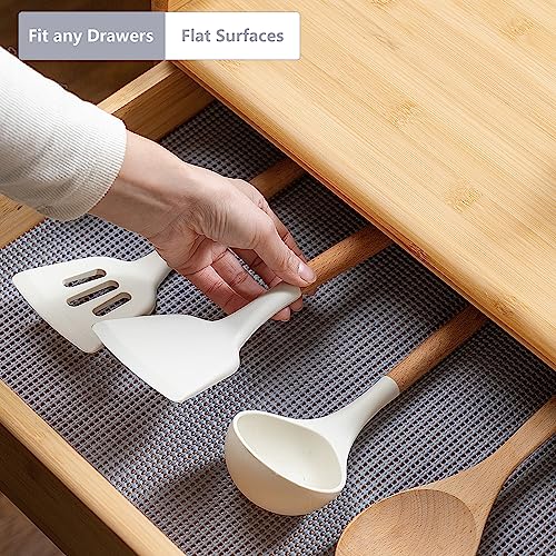 TJWODO Shelf Cabinet Liner,Drawer Liners Non Adhesive Easiest Install Mat, Strong Grip Bottom,Easy Clean Non Slip Shelving Liner for Kitchen Cabinets,12" x10'