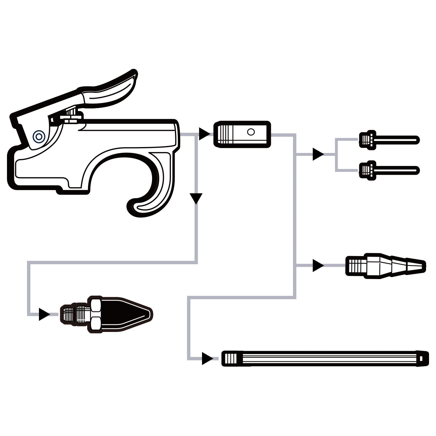 WYNNsky Air Blow Gun Accessory Kit with 5 Interchangeable Nozzles - 7 Pieces Air Compressor Tools Kit